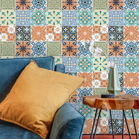 Stickers muraux - Sticker Mural Carrelage adhésif Cuisine Salle de Bain - 9 STICKERS CARRELAGES ZORINA - 9stickers15x15cm (1/5)