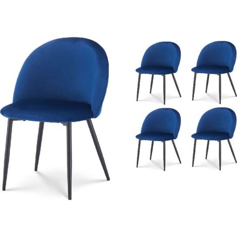 Set 4 sedie ISALYS in velluto blu scuro (1/5)