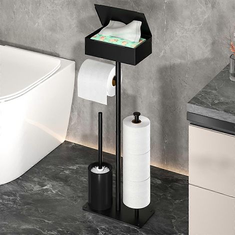 Porte-rouleau de papier toilette mural avec rangement, fixation par vis, pour salle de bain, cuisine ou chambre. (1/5)