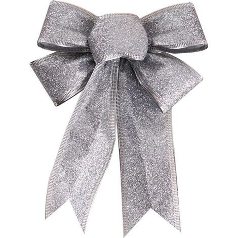 Paquet de 5 Nœuds Décoratifs en Tissu à Paillettes de Noël - Argent (1/5)