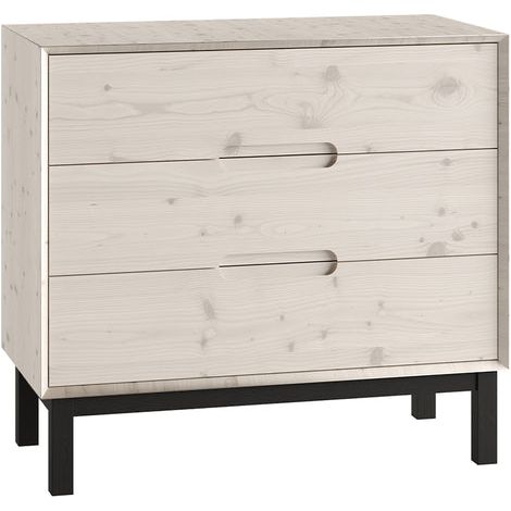 Commode 3 tiroirs Pinio Country Bois blanchi (1/5)