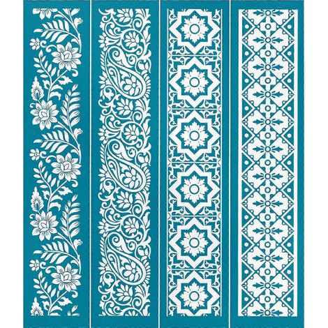 Lot de 2 pochoirs Fleurs et Vigne en maille auto-adhésive pour sérigraphie, transfert DIY sur bois, t-shirt, coussin, tissu, sacs, décoration textile (1/5)