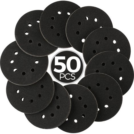 50 dischi abrasivi a umido/asciutto da 5 pollici, grana 1000/1200/2000/3000/5000, carta vetrata in carburo di silicio con gancio e anello per levigatrice orbitale, ideali per levigare metallo e parti 