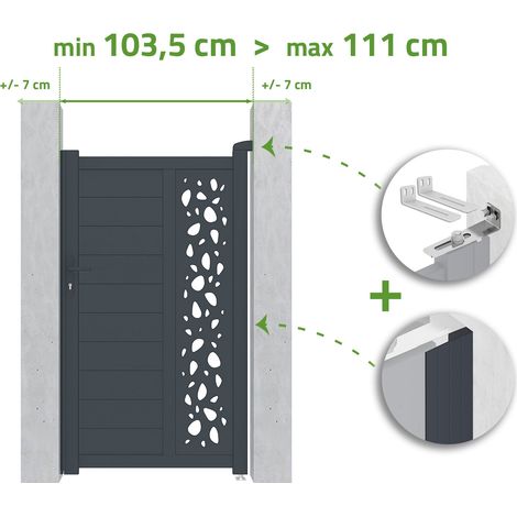 Portillon ajustable en largeur SUNNY 1m H.180cm Aluminium Gris Anthracite (1/4)