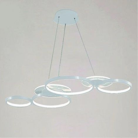 TrAdE Shop Traesio - Lampadario A Sospensione Led Bianco 62w 6 Anelli Luminosi Moderno Luce 6500k 71408 - (1/3)