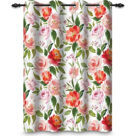 CCYKXA135x245cm Rideau à œillets Fleuri Aquarelle Fleurs Fleuries Esthétique Ferme champêtre Rideaux isolants Thermiques Oeillets Occultants Rideaux p (1/5)