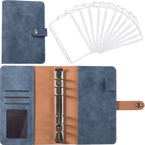 Couverture Pour Classeur - 6 Trous - Avec 12 Pochettes Pour Classeur Et Enveloppes Budget - Cuir Souple - Pour Organisation Personnelle Ou Professionnelle (1/5)