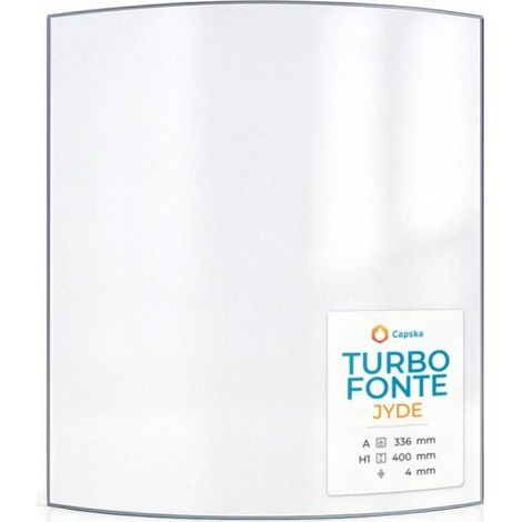 Vitre Turbo Fonte JYDE - Verre Courbe pour poêle à bois - 336 x 400 mm (A x H) - 4 mm (1/5)