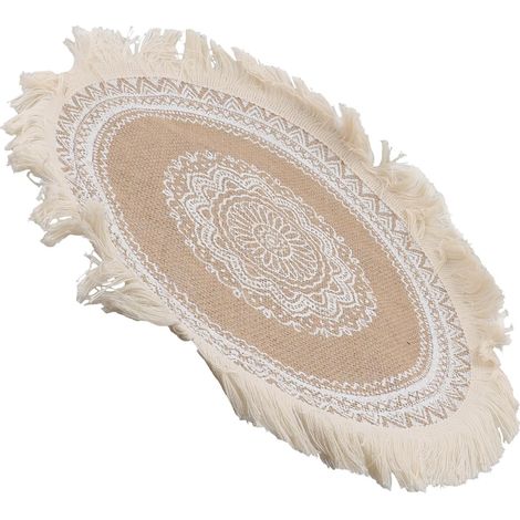 Set de Table pour Vaisselle Décoratif Tapis de en Coton et Lin Isolant Thermique Beige pour Hôtel et Salon (1/5)