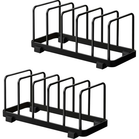 Lot de 2 supports de rangement métalliques pour vaisselle – Organiseurs pour placards de cuisine, porte-couvercles et égouttoirs multifonctions pour poêles, casseroles, plats de cuisson, plateaux et p