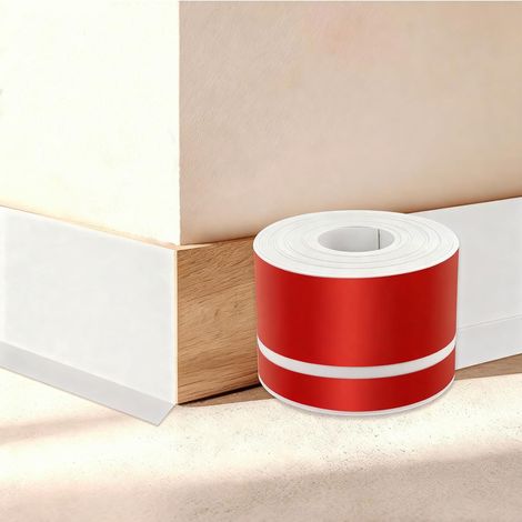 Plinthe Souple Autoadhésive 10m, Plinthe Adhesive PVC 50mm x 20mm, Moulure Murale Adhésive Étanche et Décorative, Idéale pour Salle de Bain, Salon, Cuisine, Blanc (1/5)