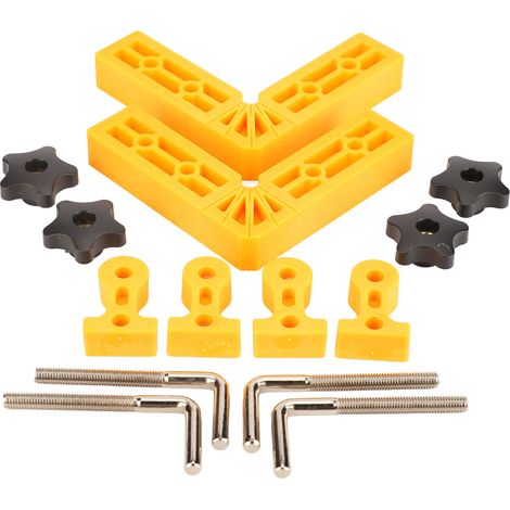 Lot de 2 équerres de positionnement à 90°, pinces de fixation à angle droit en ABS, outil de menuiserie 120mm (4-1/2 pouces), jaune (1/5)