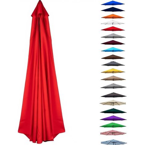 Toile de rechange pour parasols 200-400 cm à 6/8 baleines, housse anti-poussière de rechange, toile de rechange pour parasol d'extérieur (terrasse, plage, marché), couleurs résistantes, protection sol (1/5)