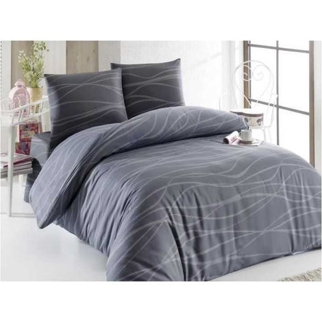 Bettwäsche - 1 Bettbezug 220 x 240 cm + 2 Kissenbezüge 60 x 60 cm - 65% Baumwolle, 35% Polyester - Grau (1/3)