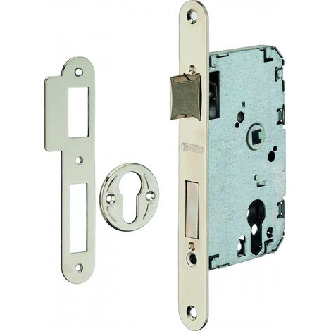 Cassa serratura per cilindro, asse 50 mm, frontale nichelato – THIRARD (1/2)