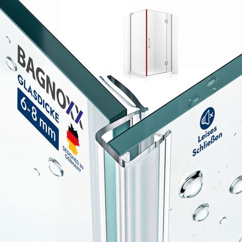 Duschdichtung Anschlagdichtung 90 Grad Transparent für Duschtür und weiterem Glaselement, Duschlippe aus PVC - für 6mm Glasstärke (1/5)