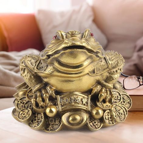 Exquisite Messingstatue mit goldenem Kröten Glücksbringer