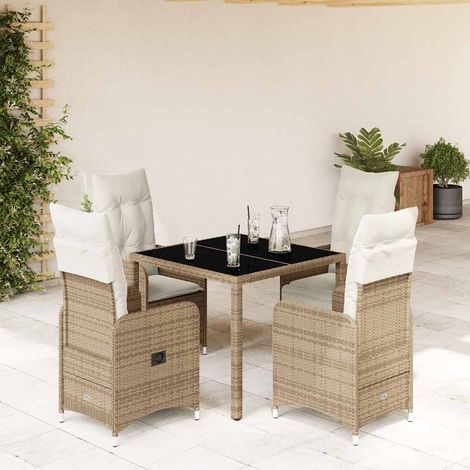 Ensemble de bistro de jardin 5 pcs-Salon de jardin bistro coussins beige poly rotin 164301 (1/5)