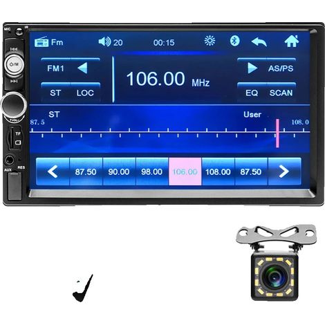 Lettore multimediale per auto, schermo da 7 pollici, connettività Bluetooth, radio, telecamera a 12 LED (1/2)
