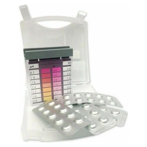 TEST KIT ANALISI CLORO E PH 40 PASTIGLIE REAGENTI MANUTENZIONE PISCINA (35924) (1/6)
