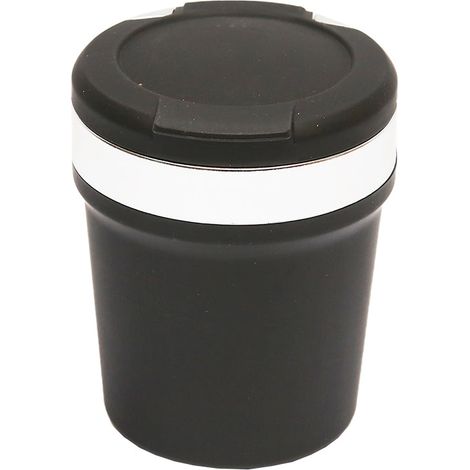 Posacenere universale per auto con fondo in ceramica, nero-argento, con luce LED blu (1/3)