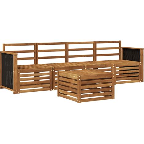 Set di divani da esterno 5 pz Salotto da Giardino Naturale (1/5)