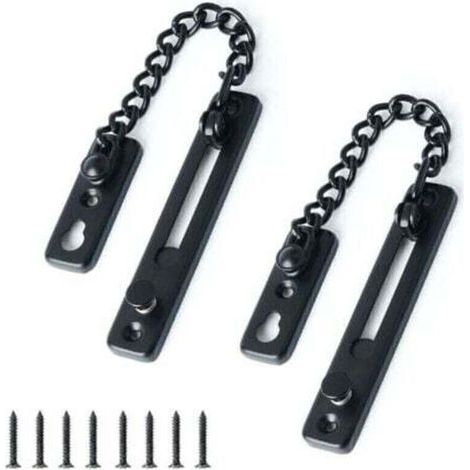 (2pcs) Chaîne de Porte de Sécurité Limiteur de Porte Étroit Verrou de Porte Anti-Vol à Ressort avec Vis pour Porte Interne à Domicile, Finition Noire Matte en Acier Inoxydable (1/4)