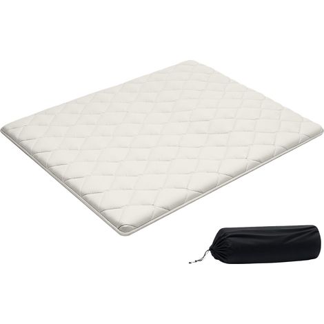VEVOR Colchón Futón Japones, Tatami Plegable de Tamaño Queen, con Bolsa de Almacenamiento y Herrajes de Montaje, Esterilla de 9 Capas para Meditación y Yoga, Color Blanco, 2032 x 1524 x 63,5 mm (1/5)
