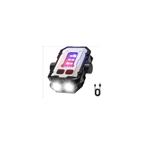 Mini lampe torche EDC avec flash rouge et bleu, LED puissante, pivotante, USBC rechargeable, portable et pratique (blanc)