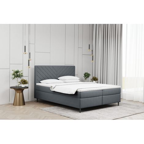 Kaiser Möbel Boxspringbett mit matratze und bettkasten, Schlafbett Vero Grau 120x200 cm (1/2)
