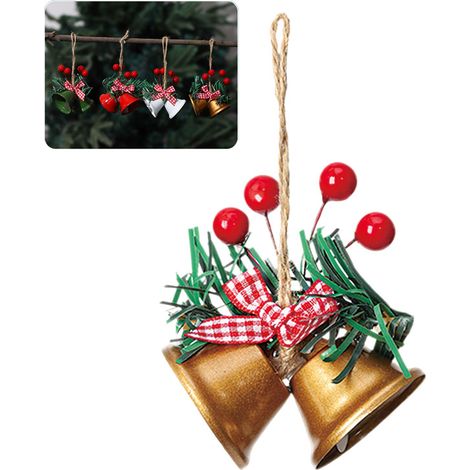 Lot de 12 cloches de Noël doré pour sapin de Noël, cloches suspendues, sonnettes de porte, idéales pour les fêtes de Noël (suspendues) (1/5)
