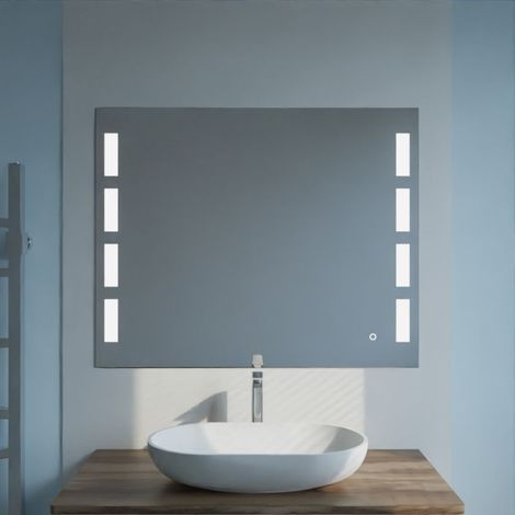 Cuisibane – Miroir lumineux de salle de bain 100x80 cm – Antibuée avec interrupteur sensitif – Éclairage 1000 lumens 6000 K – Norme IP44 (1/7)