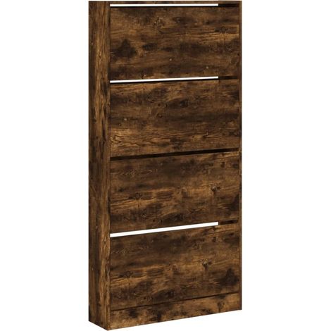 Maison Exclusive - Scarpiera con 4 Cassetti Ribaltabili Rovere Fumo 80x21x163,5 cm