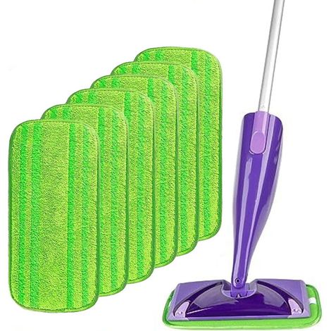 Swiffer WetJet Mehrweg-Wischmopp-Pads, 6er-Pack, wiederverwendbare Mikrofasertücher zum Reinigen und Schrubben von trockenen und nassen Böden – Grün