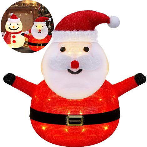 Décorations extérieures de Noël éclairées Père Noël pliable avec lumières LED, décor de vacances de Noël pré-éclairé pour cour, jardin, pelouse (1/5)