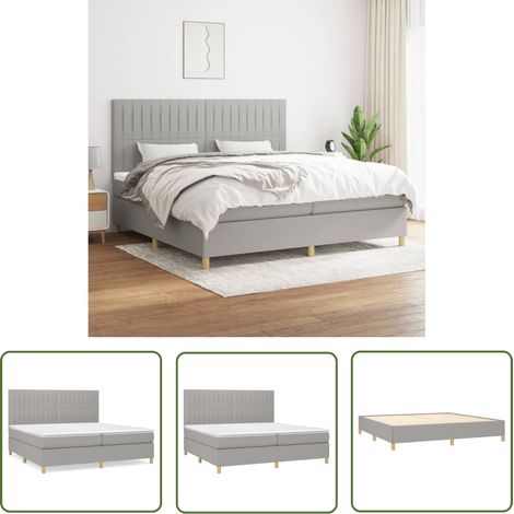 The Living Store Boxspringbett mit Matratze Hellgrau 200x200 cm Stoff - Boxspringbett - Doppelbett - Bettenrahmen - Schlafsystem - Liegekomfort (1/5)