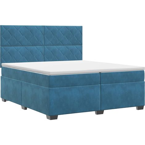 Maison Exclusive - Letto box spring con materasso Blu 200 x 200 cm Velluto (1/5)