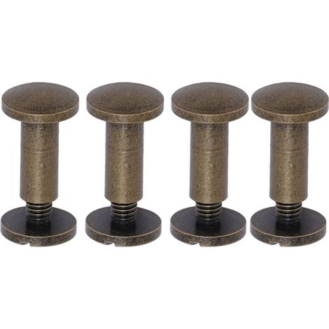 Lot de 20 rivets de reliure 8 x 10 mm à tête fendue arquée, en alliage de zinc, et 8 vis de reliure 8 x 5 mm pour la reliure artisanale en cuir PU et le travail du bronze. (1/5)