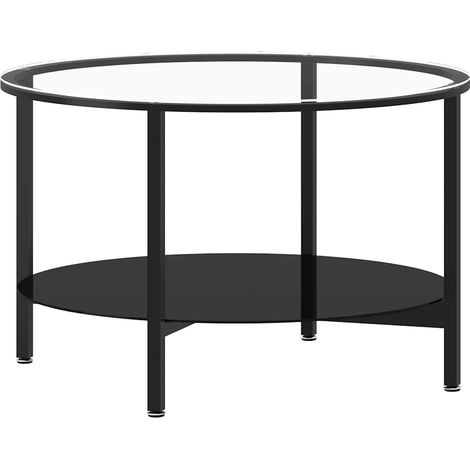 vidaXL Tavolino da Salotto Nero e Trasparente 70 cm in Vetro (1/5)