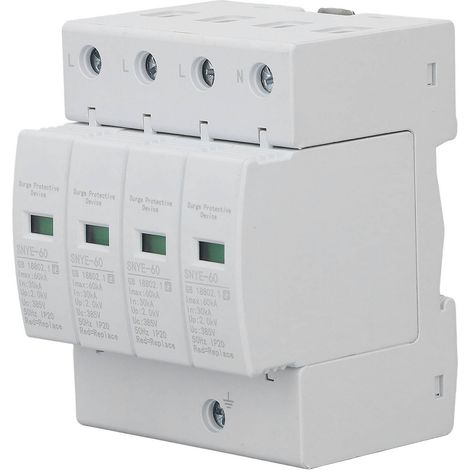 Boîte de Distribution Blanche avec Parafoudre 60KA 4P 385V IP20, Coffret de Combinaison Simple et Sûr, Protection contre Surtensions, Dispositif Anti-foudre pour Installation Électrique (1/5)