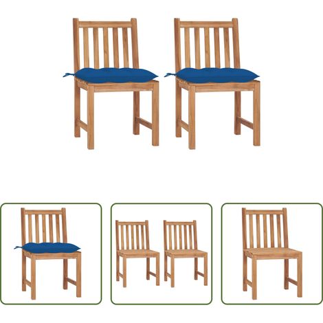 Chaise de jardin en teck - Chaises de jardin lot de 2 avec coussins Bois de teck massif (1/5)