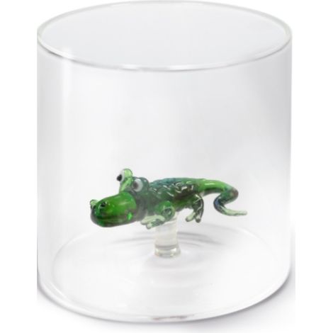 WD LifeStyle Bicchiere Vetro Borosilicato Cc 250 ml Decoro Alligatore