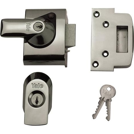 Yale Locks BS2 Nightlatch British Standard Lock 40mm Backset Chrome Finish Visi