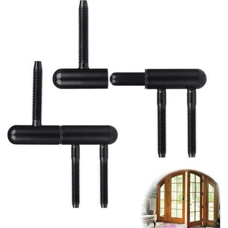2 x Paumelle Porte Bois Noir Charnières de Rénovation, Gonds Porte Chambre Charnière Amovible Charnière Porte Silencieuse pour Portes Bois Intérieur avec Huisserie Bois (1/4)