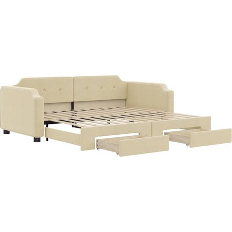 Maison Exclusive - Tagesbett Ausziehbar mit Schubladen Creme 100x