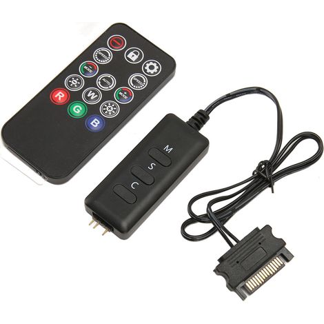 Contrôleur sans fil ARGB 5V 3 broches SATA pour ventilateurs PC, télécommande