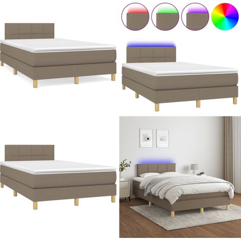 Boxspringbett mit Matratze & LED Taupe 120x190 cm Stoff - Boxspringbett - Doppelbett - Schlafsystem - Bettauflage - Lattenrost - Home & Living (1/5)