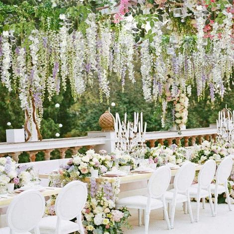 Guirlande de glycine artificielle Bcc, fleurs suspendues pour mariage, maison, fête, jardin, décoration, lot de 12.
