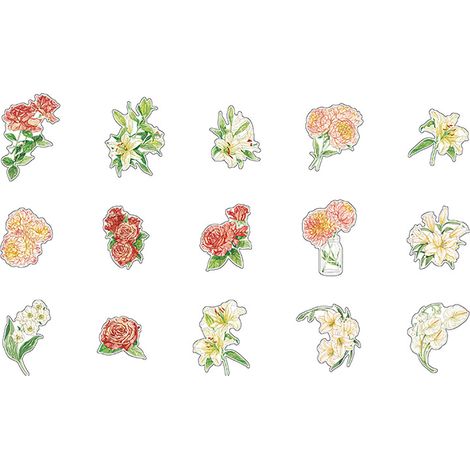 15 autocollants fleurs motifs floraux raffinés PET adhésifs décoratifs DIY pour scrapbook carnet album photo (1/5)