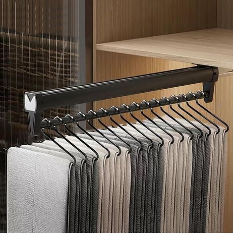 Porte Pantalon Coulissant,Barre Penderie,Barre Telescopique avec Fermeture Douce, Porte Pantalon Coulissant 22 Pièces,économise de L'espace de Stockage(55cm x10cm) (1/4)